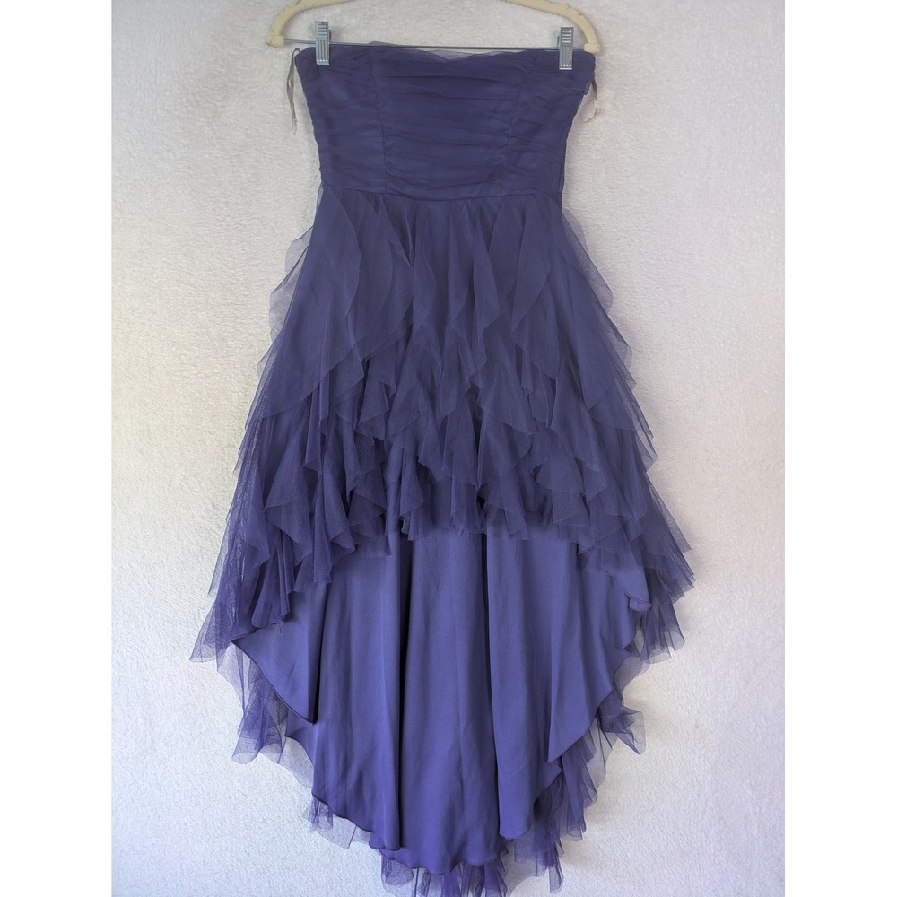 Teeze Me High-Low Dress Junior's 3 Purple Strapless Ruffled Tulle